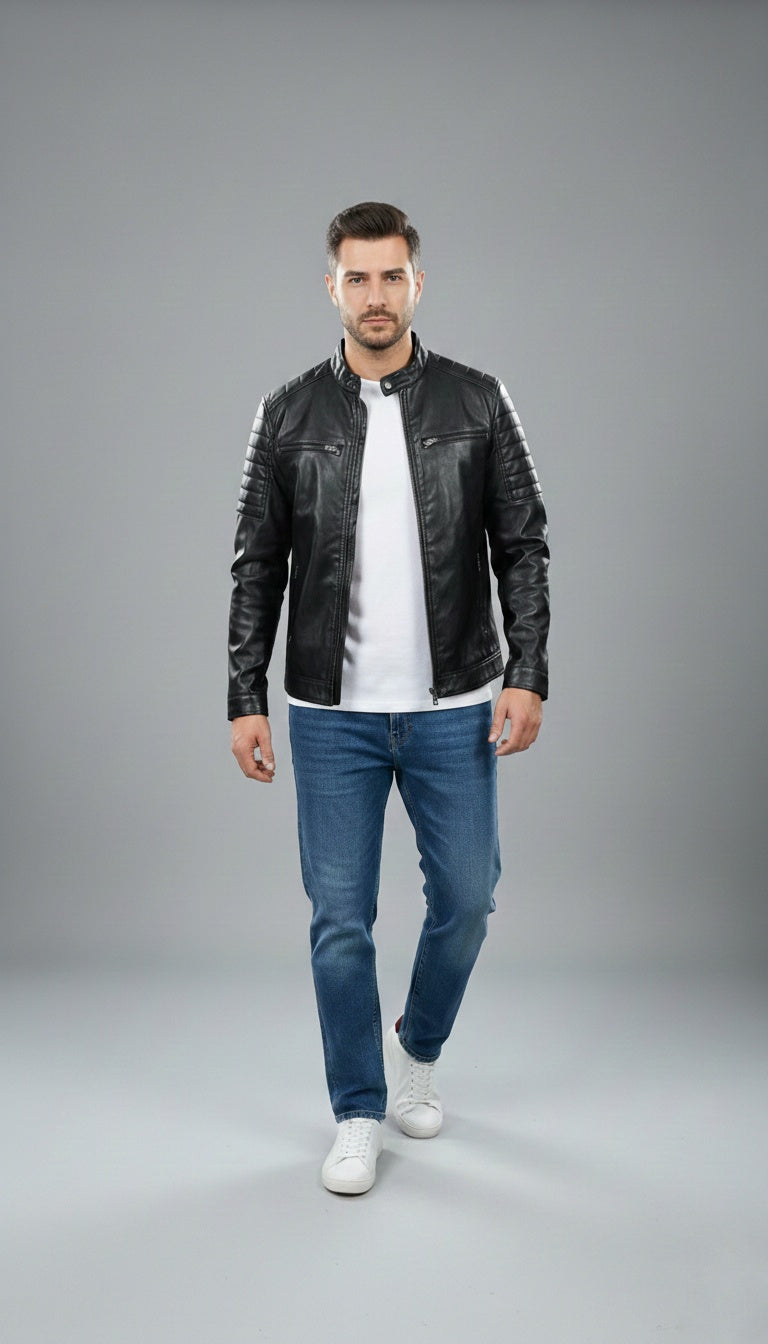 Men’s Black Leather Jacket – Modern & Elegant Design