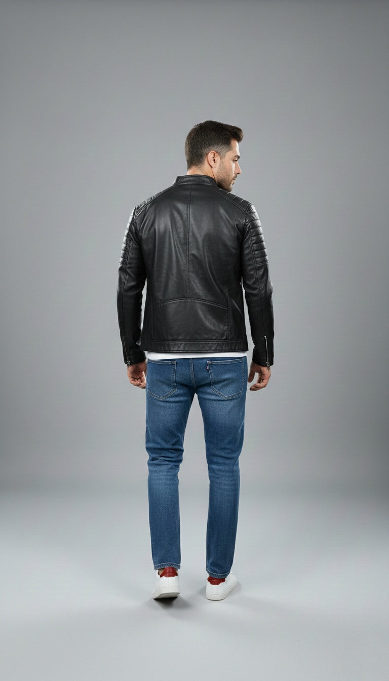 Men’s Black Leather Jacket – Modern & Elegant Design